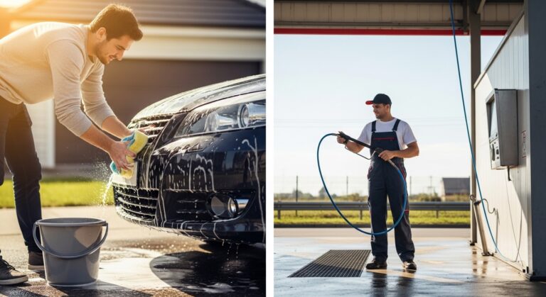 Comparação entre lavagem de carro caseira e profissional