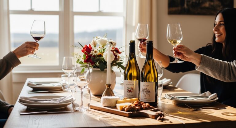 Reunião de amigos em casa com vinhos e petiscos