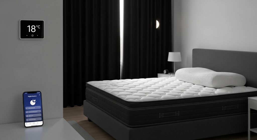 Quarto moderno para sono de qualidade com cama box, pillow e cortinas blackout